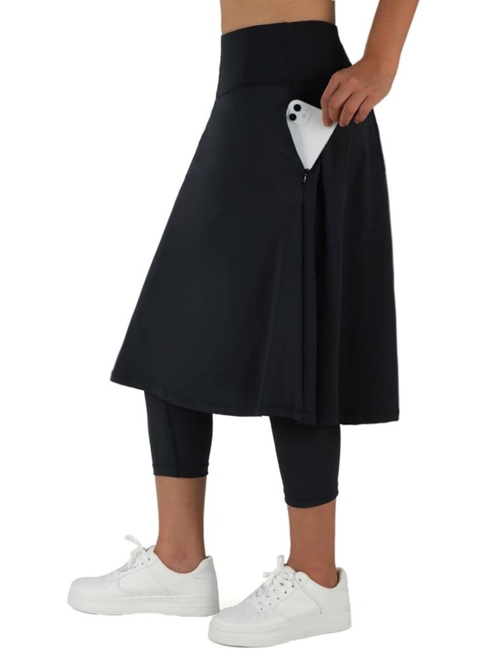 Chic Women's Long Skirt with Leggings & Pockets - Stylish & Comfortable Outfit